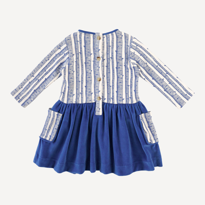 long sleeve piped cargo pocket dress | monaco birch | organic cotton flat rib