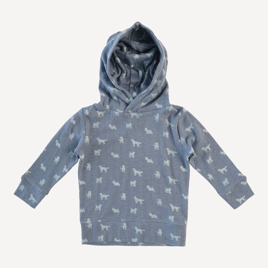 long sleeve essential skinny hoodie | flintstone tiny dogs | organic cotton pointelle