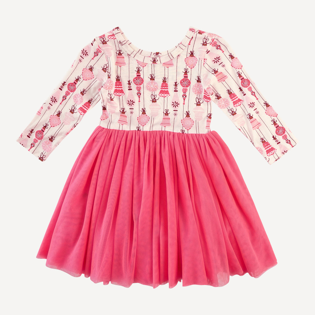 long sleeve ballerina tulle dress | pink vintage ornaments | bamboo