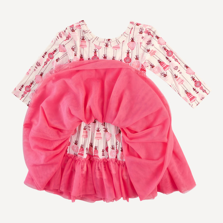 long sleeve ballerina tulle dress | pink vintage ornaments | bamboo
