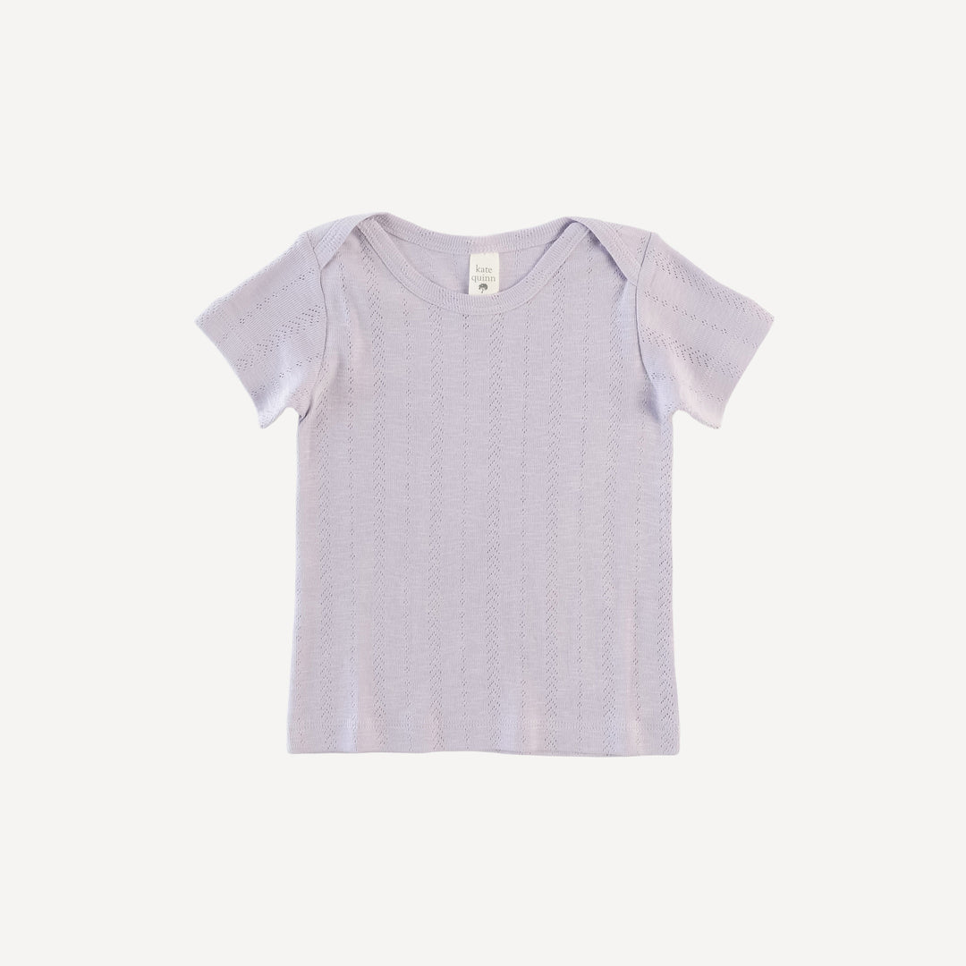 short sleeve lap neck tee | haze | organic cotton pointelle