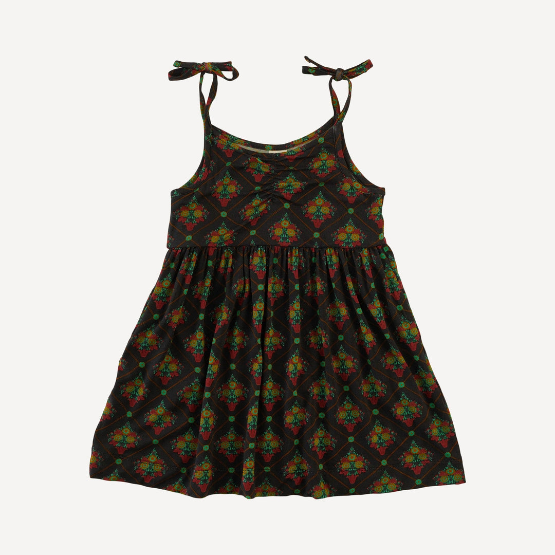 spaghetti tie ruched pocket dress | antoinette floral | light weight bamboo