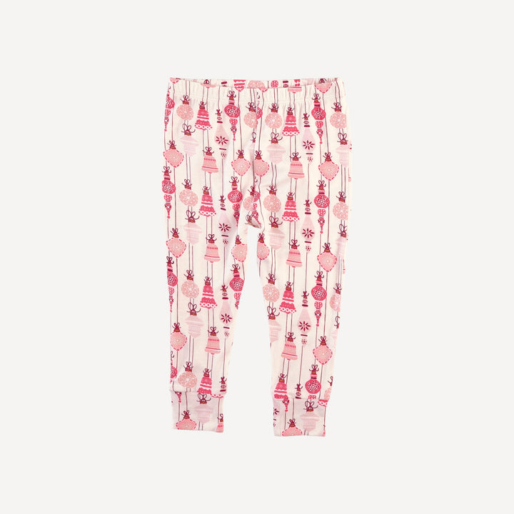 long sleeve crew neck pj set | pink vintage ornaments | bamboo