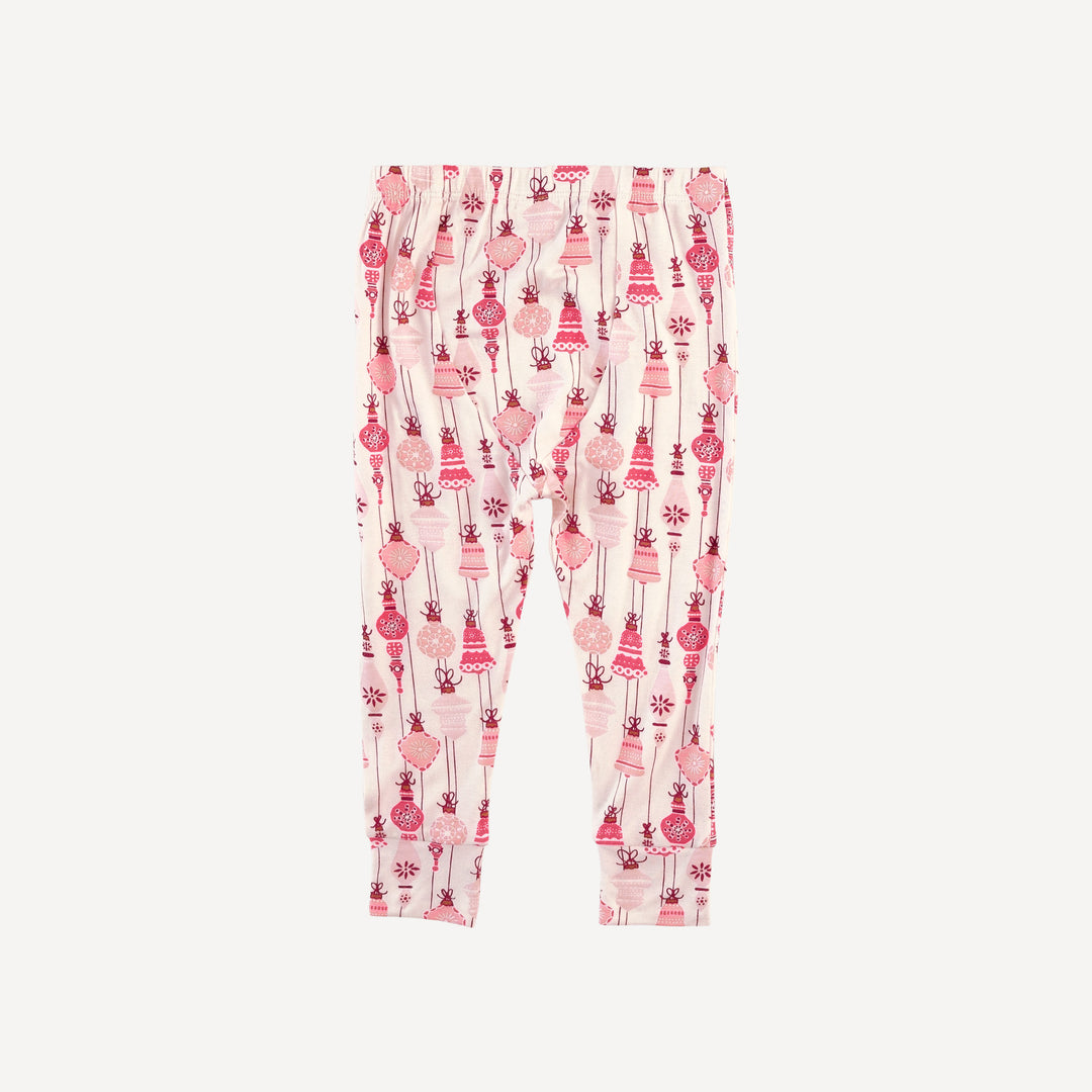 long sleeve crew neck pj set | pink vintage ornaments | bamboo