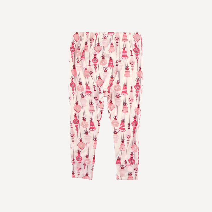long sleeve crew neck pj set | pink vintage ornaments | bamboo