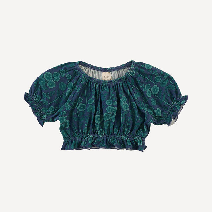 short sleeve bubble crop top | blooming floral | light weight bamboo