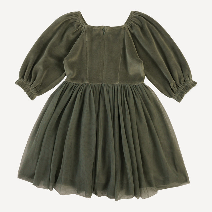 long sleeve princess tulle dress | thyme | organic cotton velour