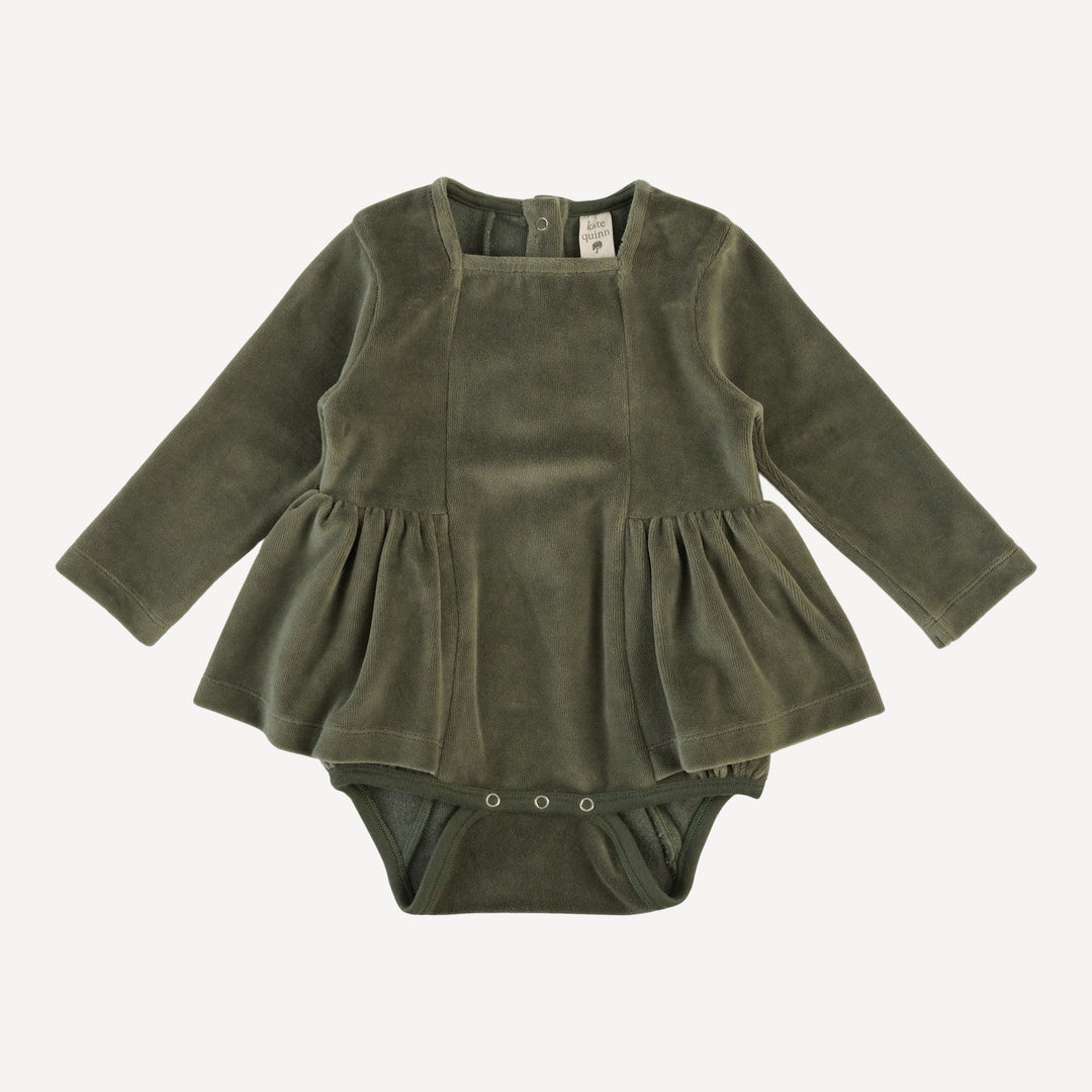 long sleeve ballerina bubble | thyme | organic cotton velour
