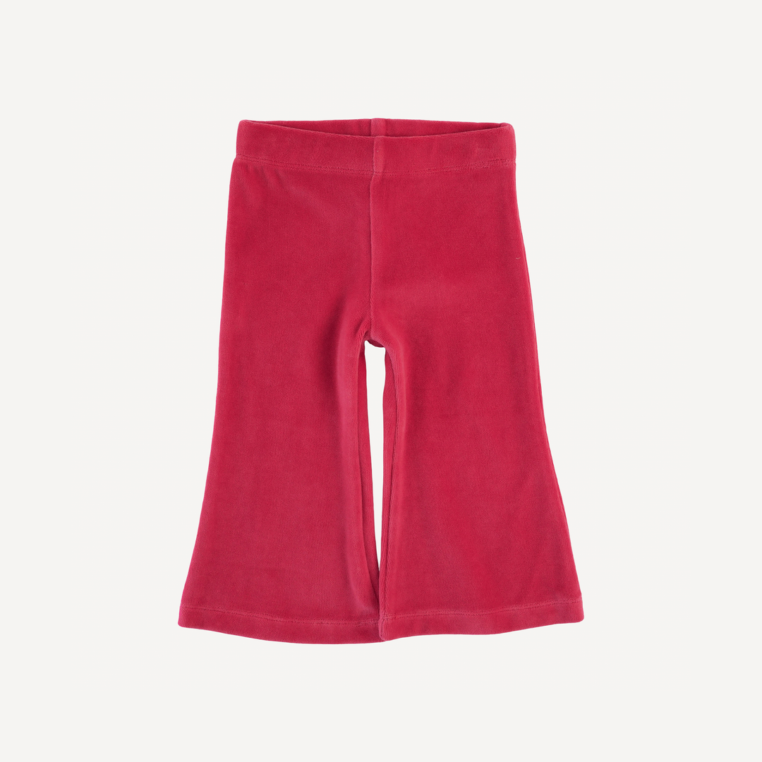 flare leg pant | rococco red | organic cotton velour