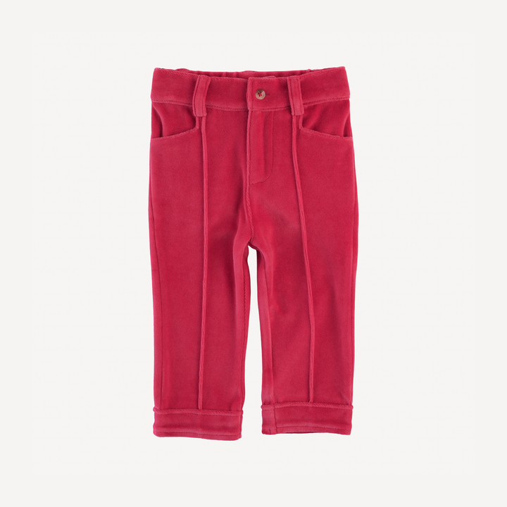 pintuck pant | rococco red | organic cotton velour