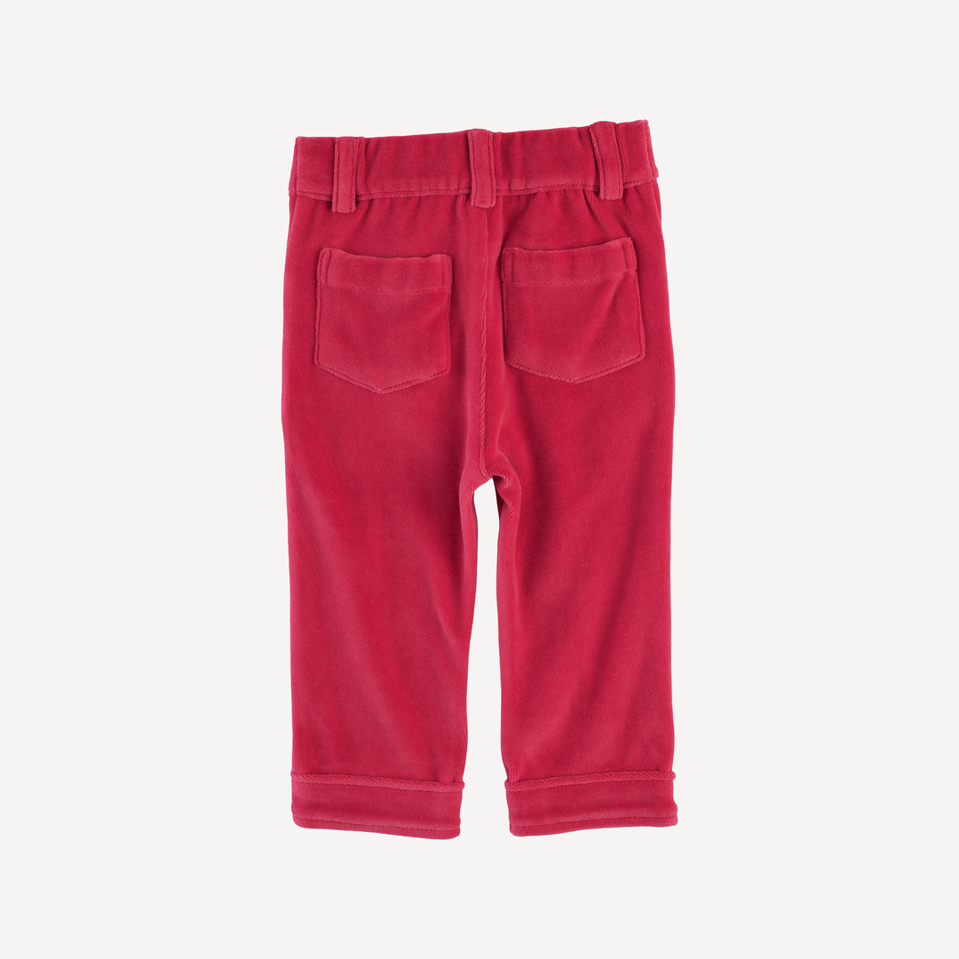 pintuck pant | rococco red | organic cotton velour