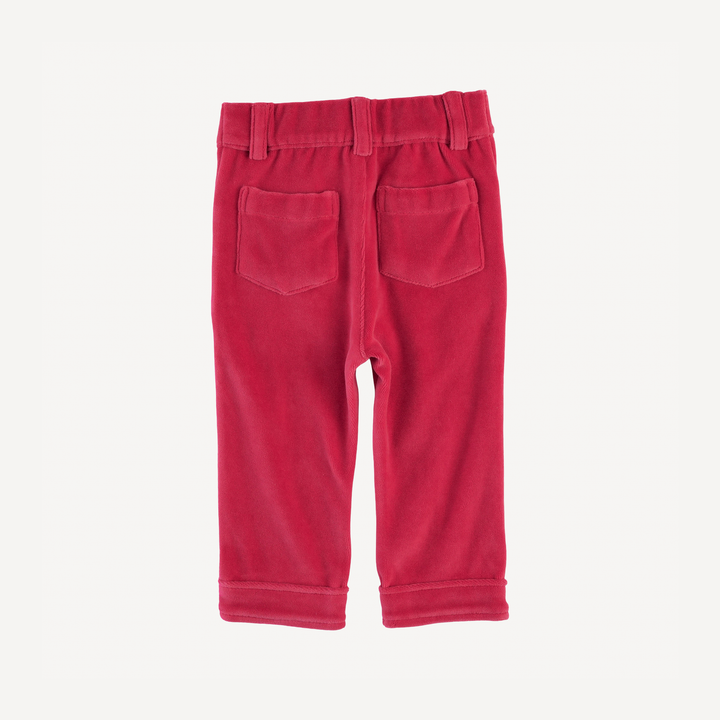 pintuck pant | rococco red | organic cotton velour