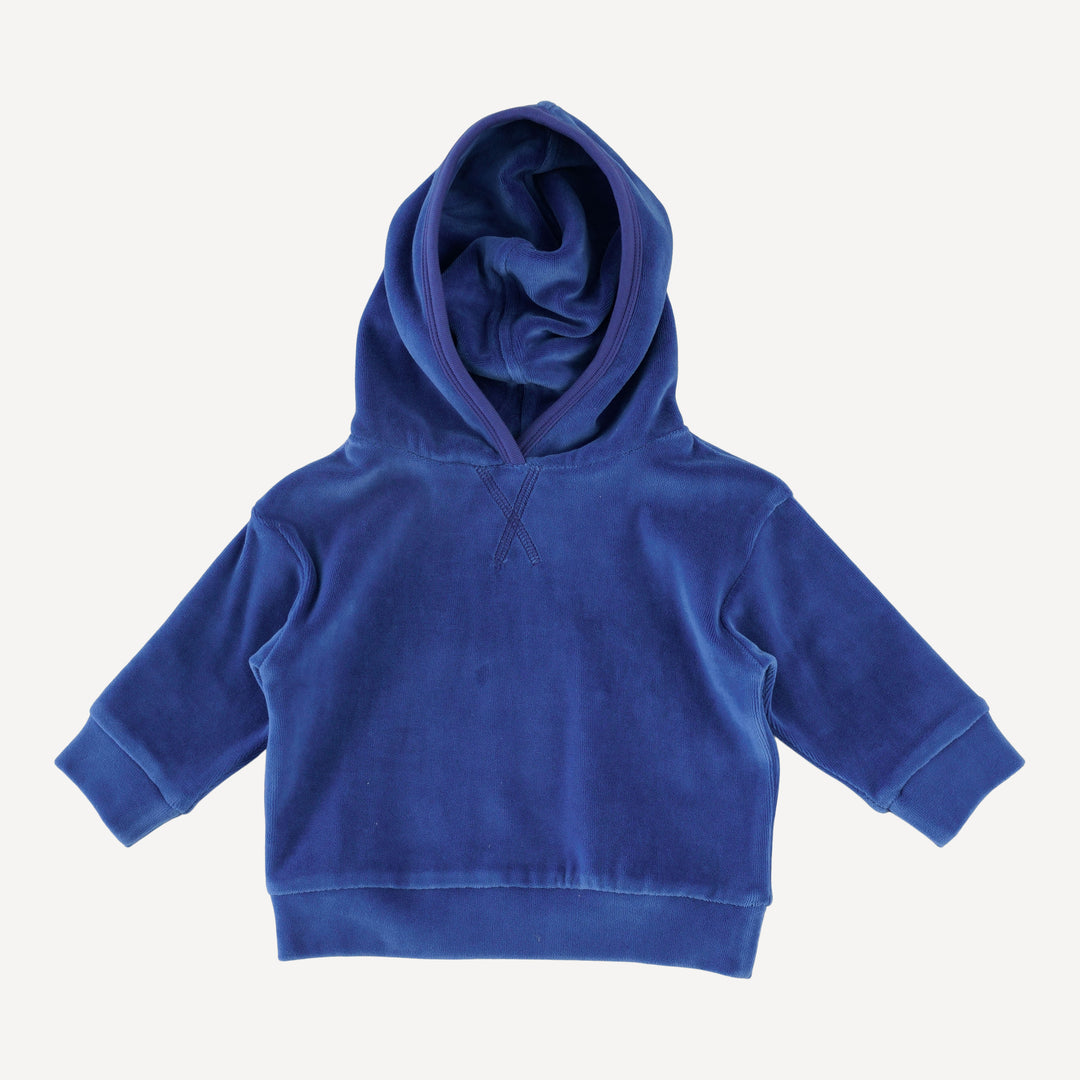 long sleeve hooded cuffed jogger set | monaco blue | organic cotton velour
