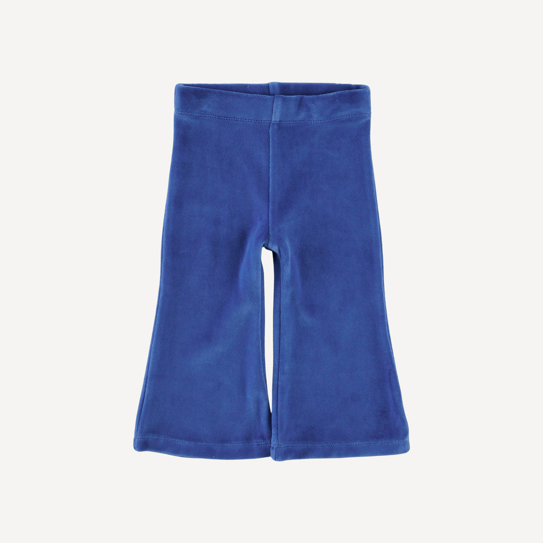 long sleeve peter pan button top + flare pant set | monaco blue | organic cotton velour