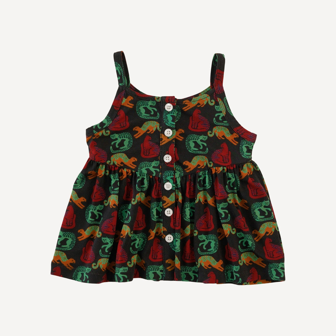 spaghetti strap v-waist top + bike short set | garden cats | light weight bamboo