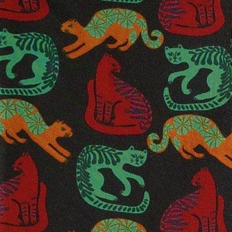 long sleeve peter pan dress | garden cats | light weight bamboo