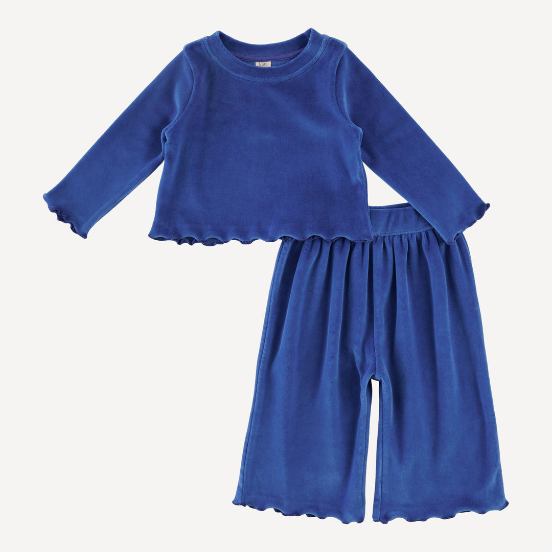 long sleeve jade set | monaco blue | organic cotton velour