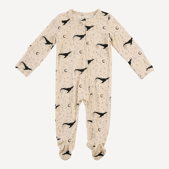 long sleeve two way zipper footie | mystical whale | light weight bamboo