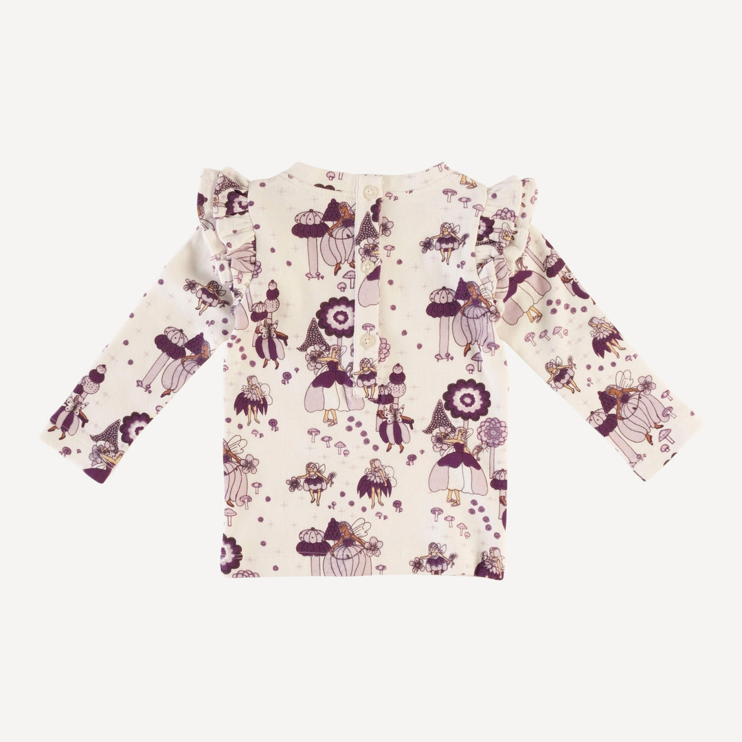 long sleeve double ruffle top | sugar plum fairy | organic cotton flat rib