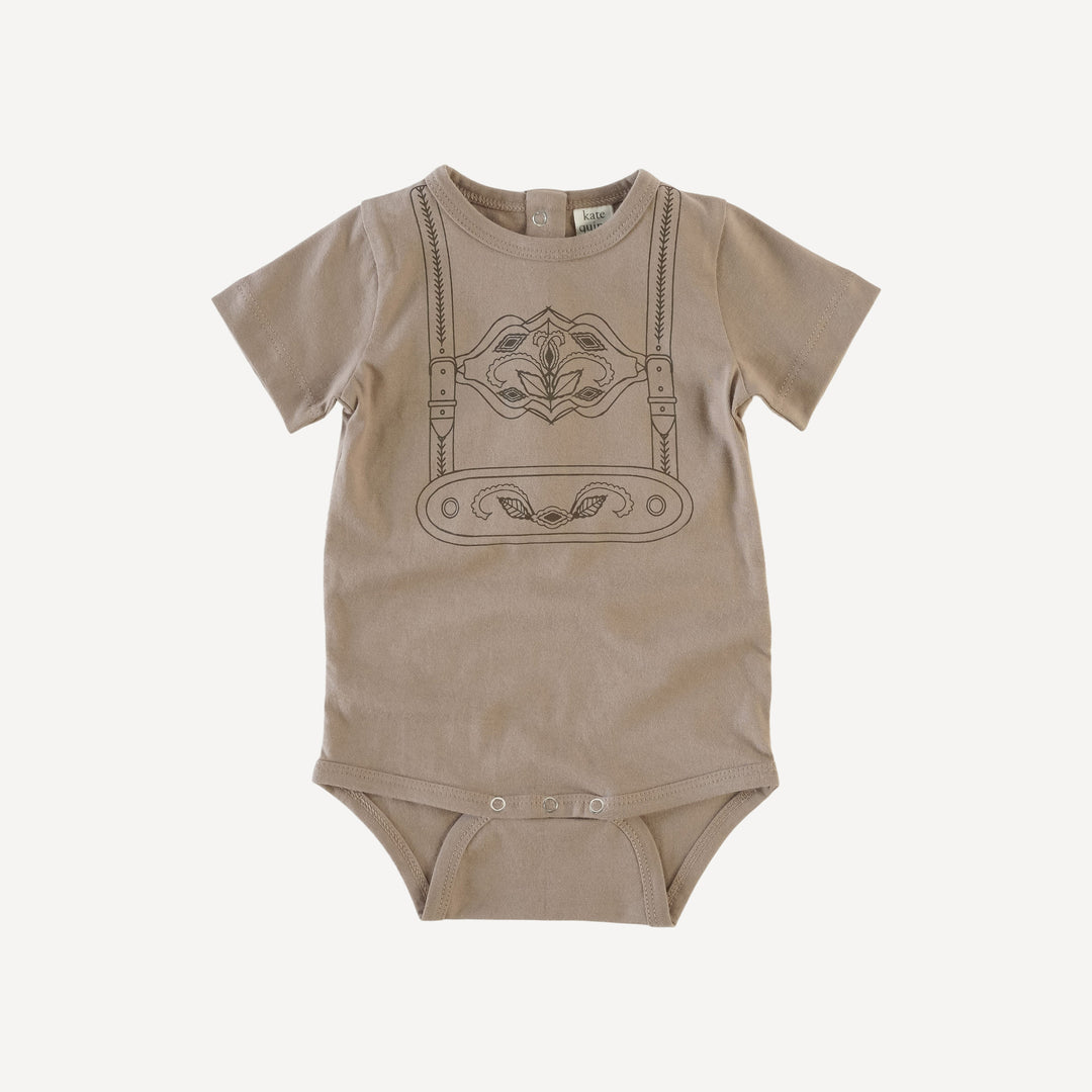 hansel lederhosen crew neck bodysuit | fawn | organic cotton jersey