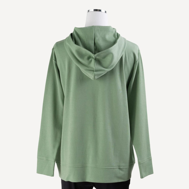 womens long sleeve boxy kanga hoodie | green bay | organic cotton interlock