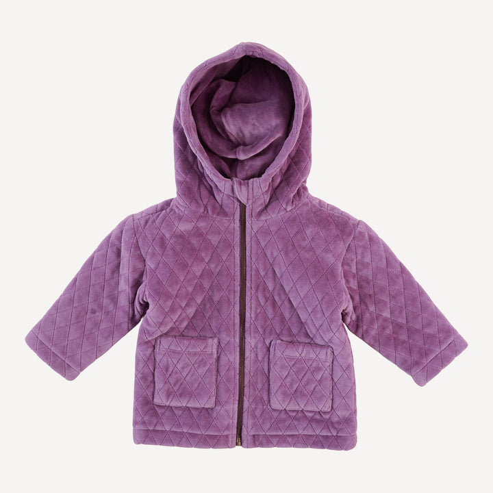 quilted hooded jacket | amethyst | organic cotton velour
