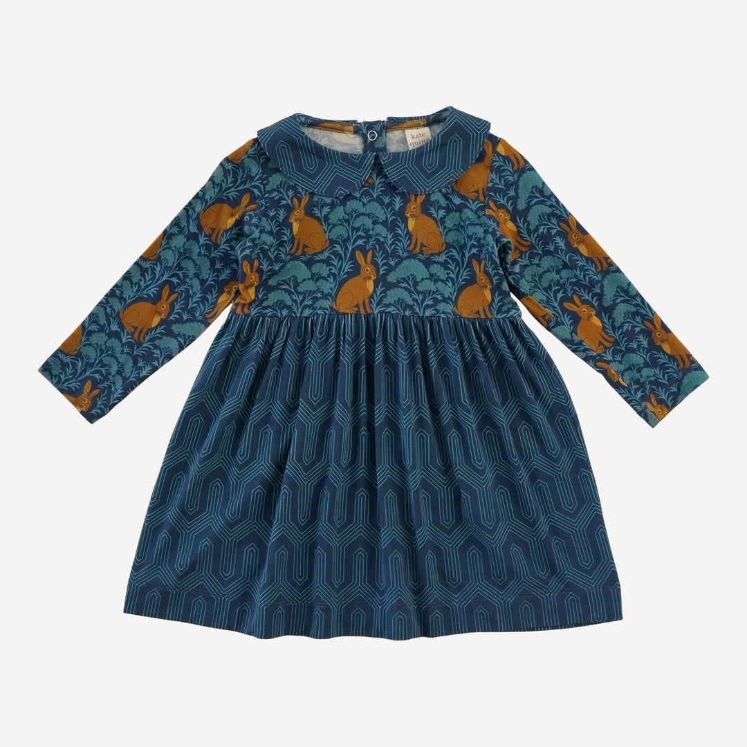 long sleeve peter pan dress | fantastical rabbit | light weight bamboo