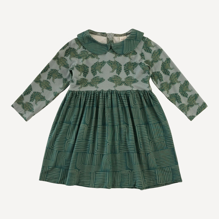 long sleeve peter pan dress | frogs | light weight bamboo