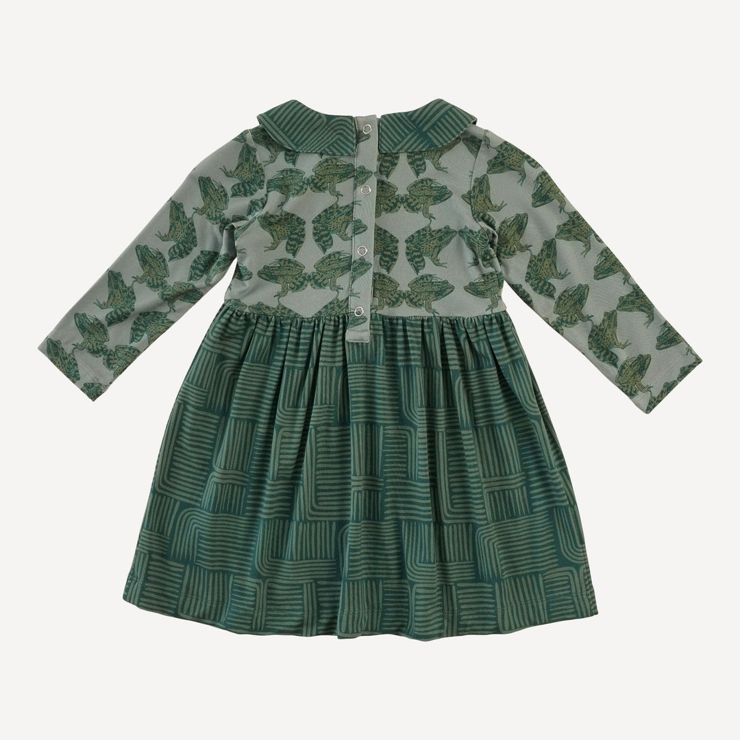 long sleeve peter pan dress | frogs | light weight bamboo