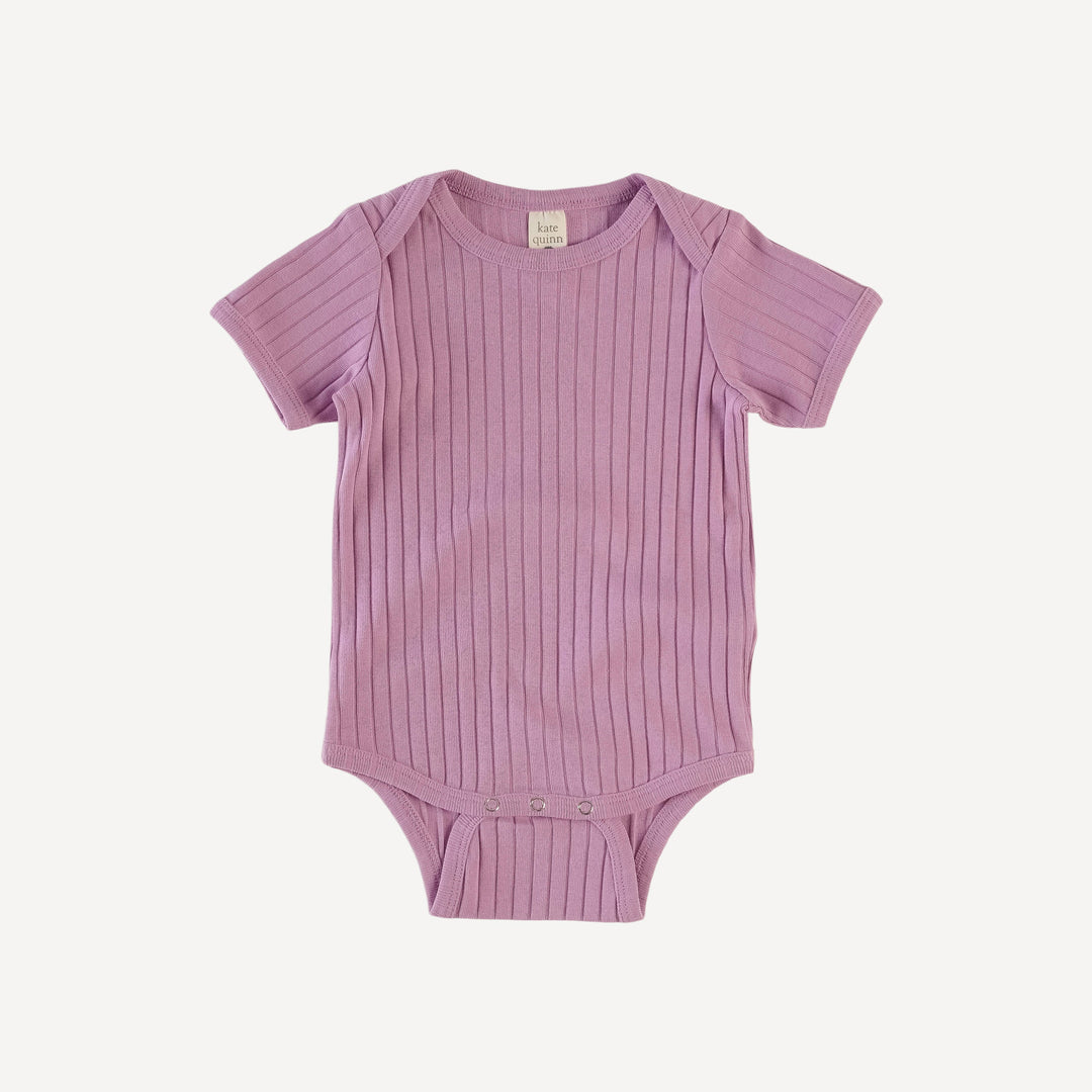 short sleeve lap neck bodysuit | herb lavender | classic rib