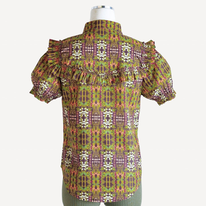 womens short sleeve goldilocks shirt | sweet pea multi | organic cotton woven