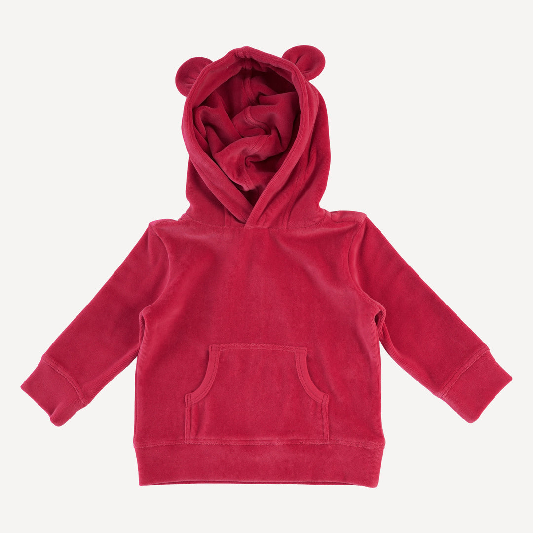 kanga bear hoodie + jogger set | rococco red | organic cotton velour