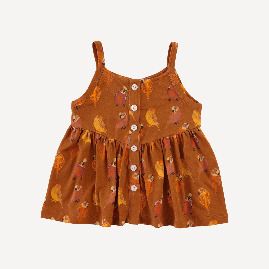 spaghetti strap v-waist top + bike short set | golden parakeets | light weight bamboo
