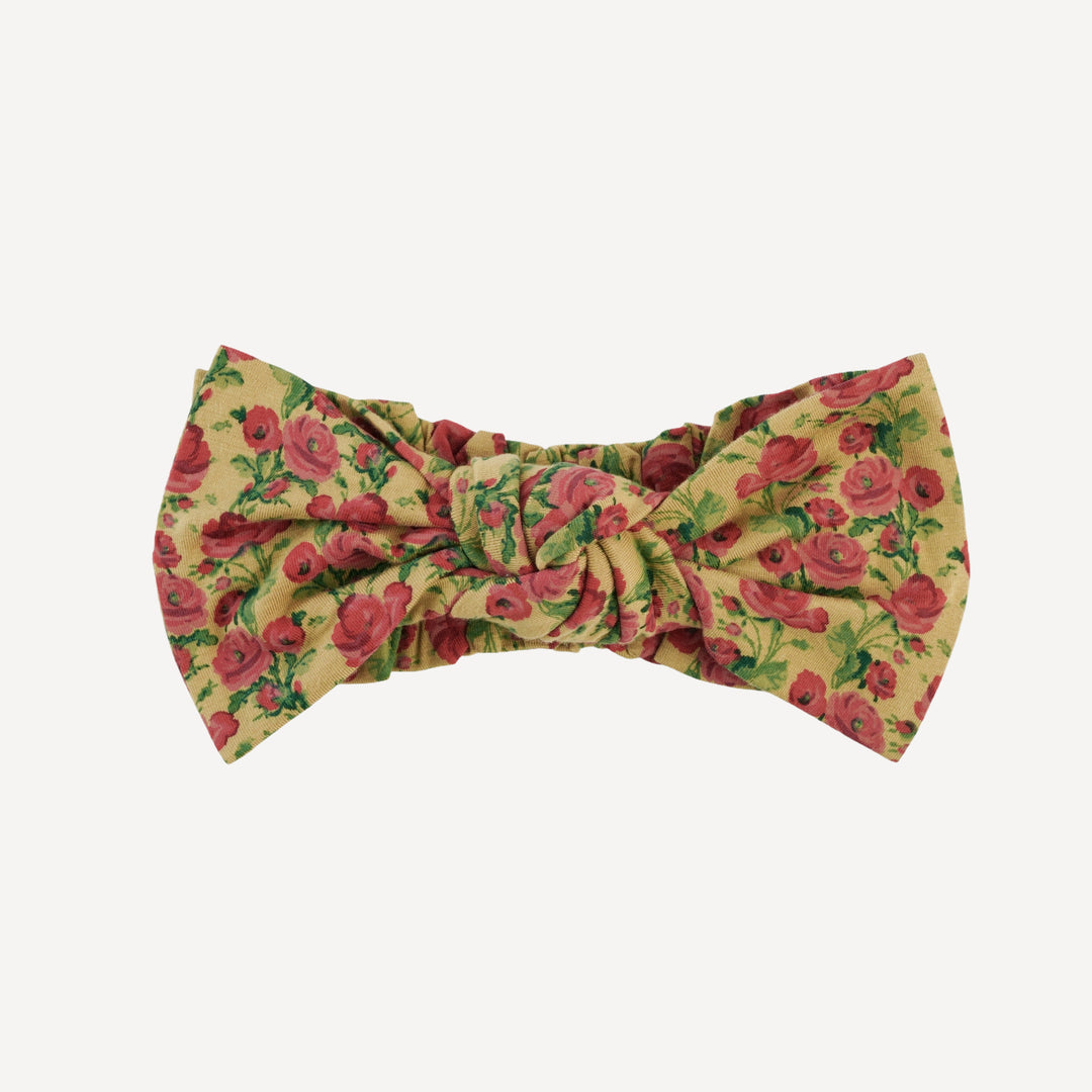 elastic bow headband | gold climbing rose | bamboo