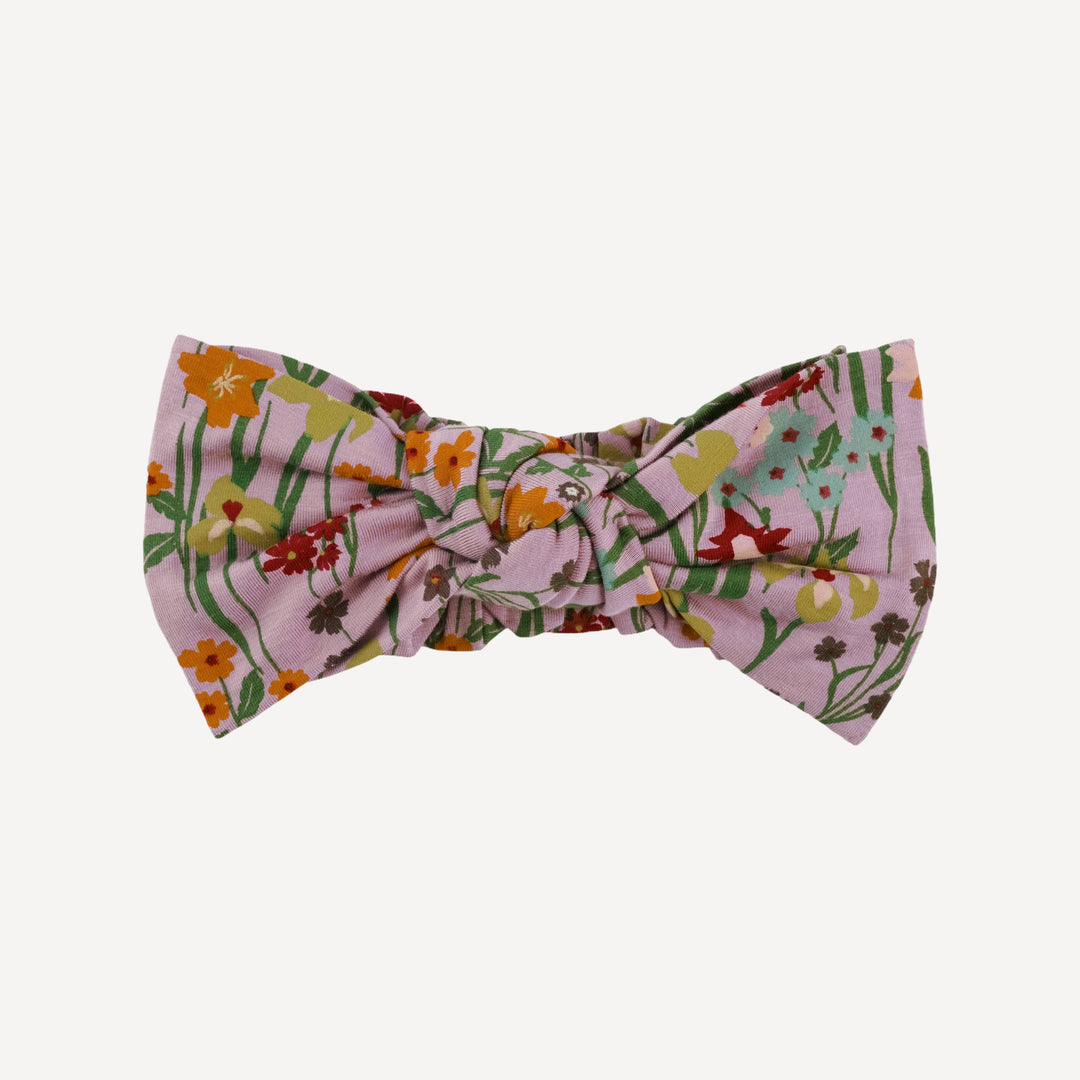 elastic bow headband | mauve meadow | bamboo