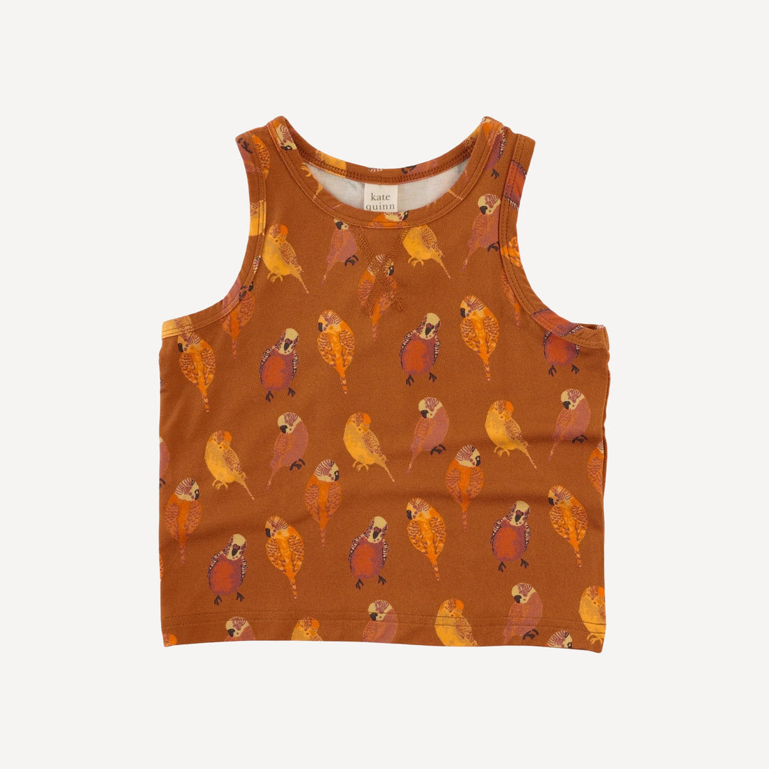 topstitch tank + relaxed short set | golden parakeets | light weight bamboo
