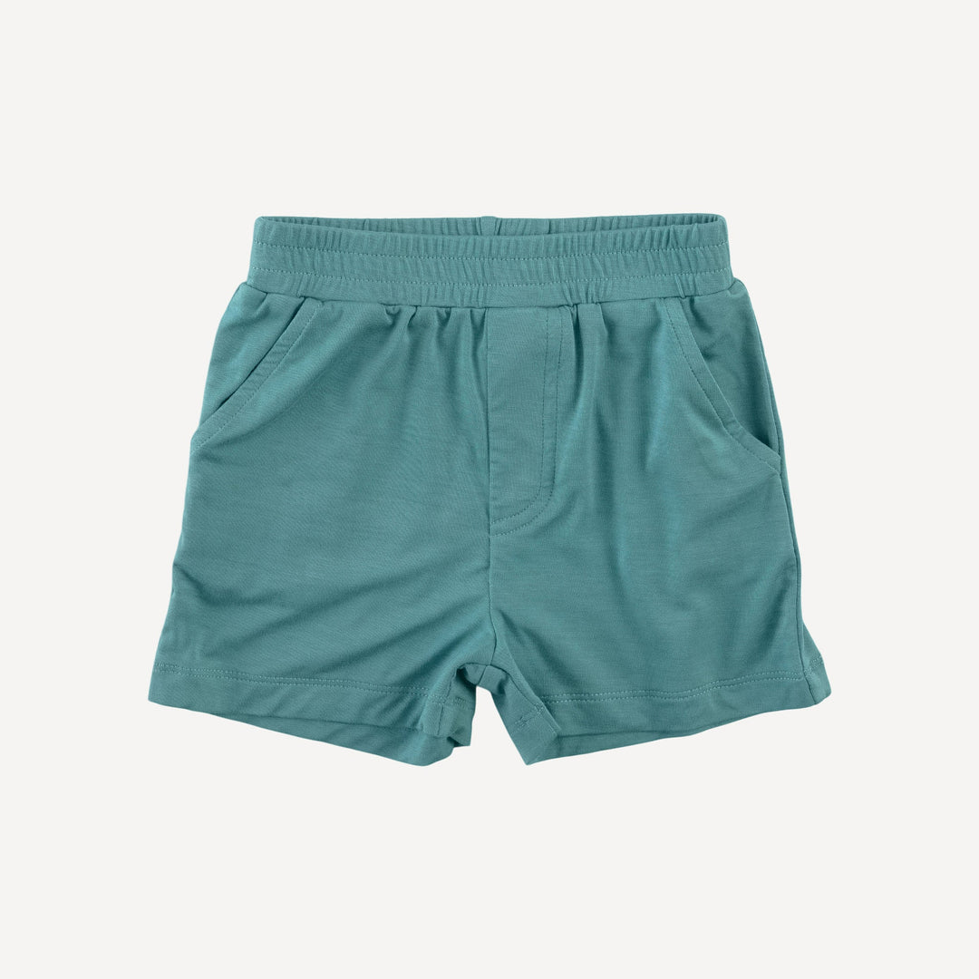 piped baseball jersey + short set | blue art deco | light weight bamboo
