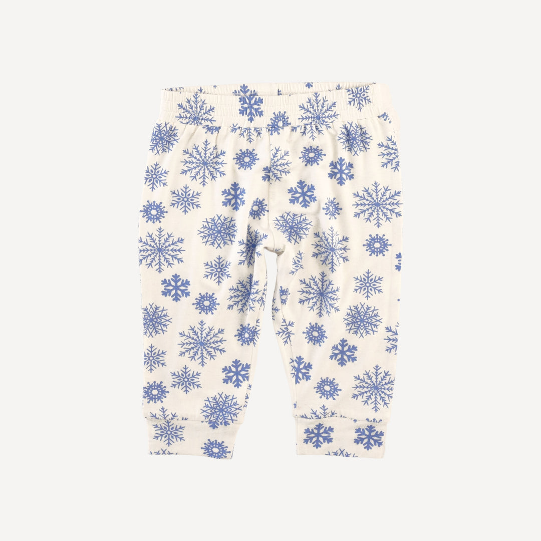 long sleeve cuffed jogger set | blue snowflake | bamboo