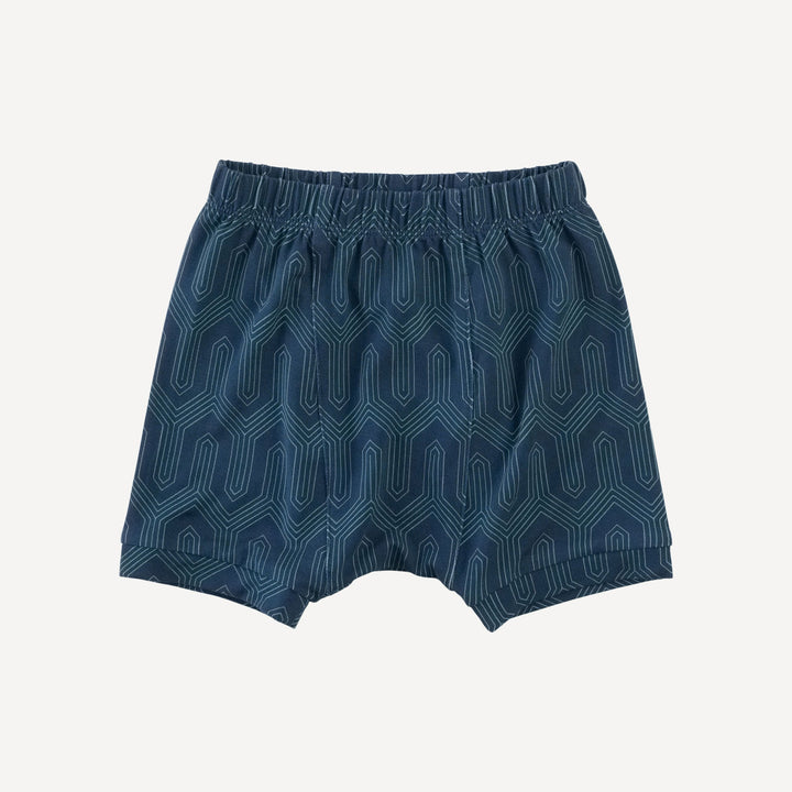 classic panda short | blue art deco | light weight bamboo