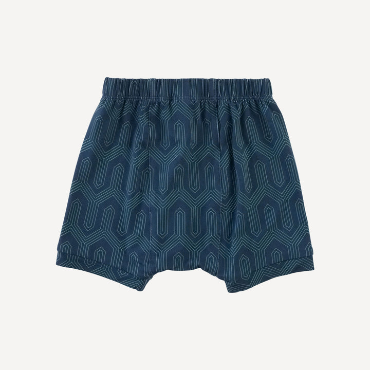 classic panda short | blue art deco | light weight bamboo