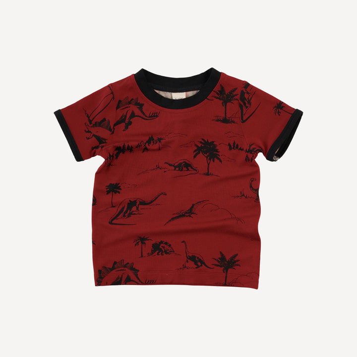 short sleeve two toned cuffed tee | dinosaur toile | light weight bamboo