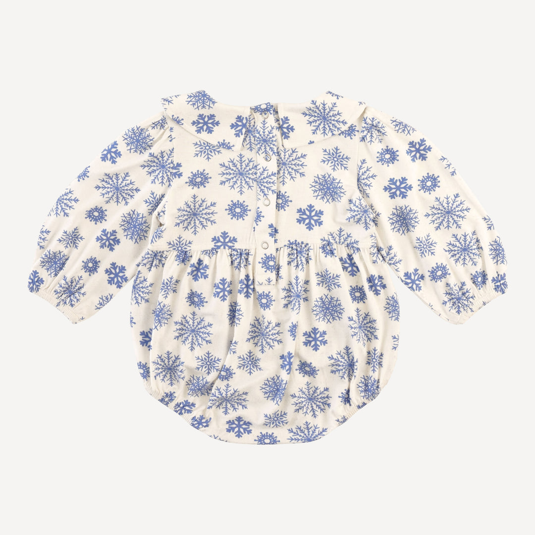 long sleeve peter pan bubble | blue snowflake | bamboo