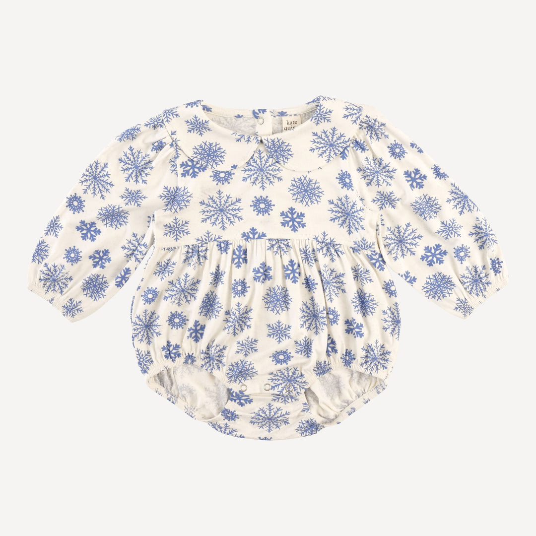 long sleeve peter pan bubble | blue snowflake | bamboo