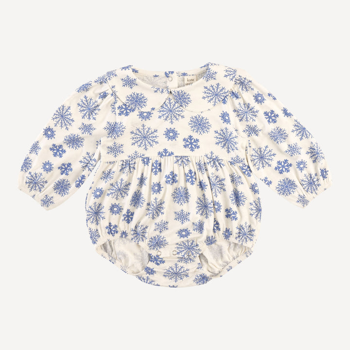 long sleeve peter pan bubble | blue snowflake | bamboo