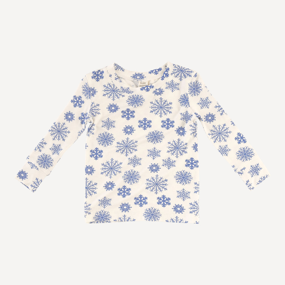 long sleeve crew neck pj set | blue snowflake | bamboo