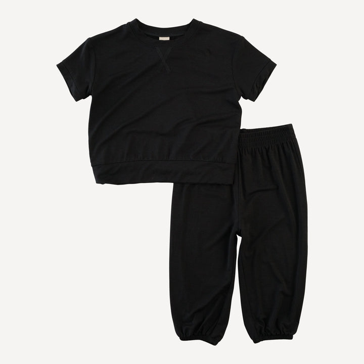 short sleeve relaxed jogger set | sable | light weight bamboo