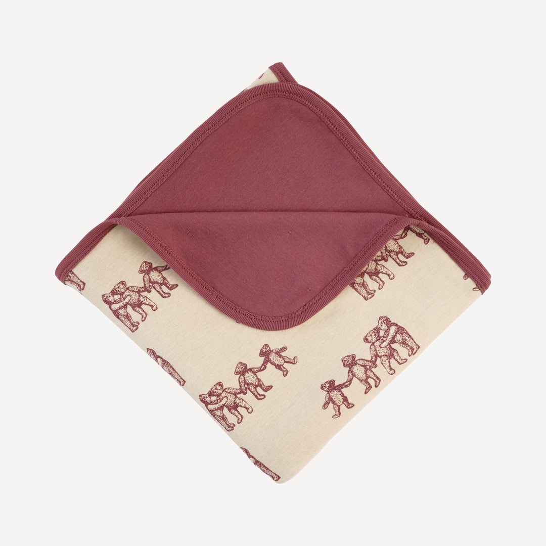 double layer blanket | ginger teddy bear | organic cotton flat rib