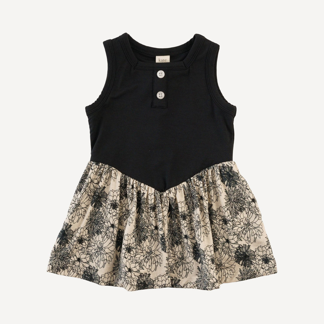 sleeveless v-waist henley dress | sable | light weight bamboo