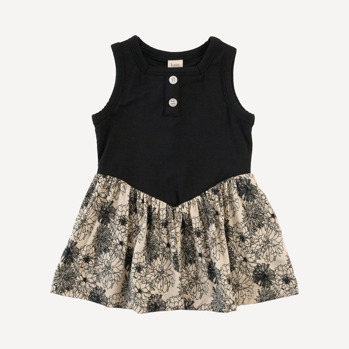 sleeveless v-waist henley dress | sable | light weight bamboo