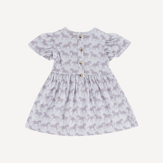 bell sleeve dress | lavender horses | organic cotton jersey